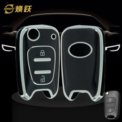 HYG1T1-Black-Silver Plating- Car Key Cover For Hyundai Kia