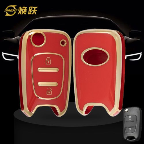HYG1T1-Red-Gold Plating- Car Key Cover For Hyundai Kia