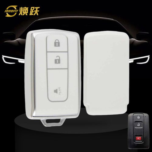 TOF2T1-White-Silver Plating- Car Key Cover For Toyota