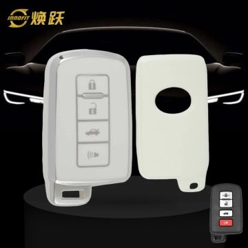TOD4T1-White-Silver Plating- Car Key Cover For Toyota