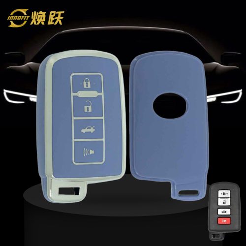 TOD4T1-Light Blue-Silver Plating- Car Key Cover For Toyota