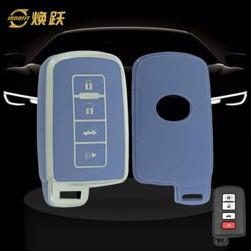 TOD4T1-Light Blue-Silver Plating- Car Key Cover For Toyota