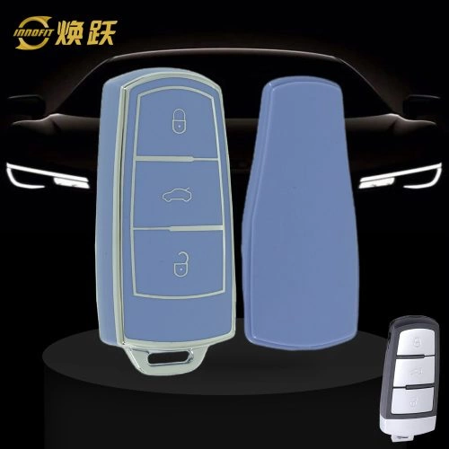 VOH1T1-Light Blue-Silver Plating- Car Key Cover For Volkswagen