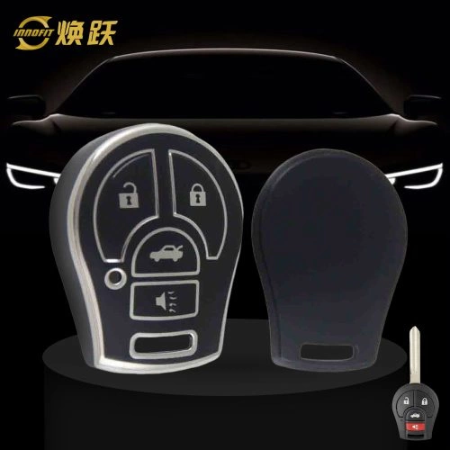 NIE4T1-Black-Silver Plating- Car Key Cover For Nissan Renault