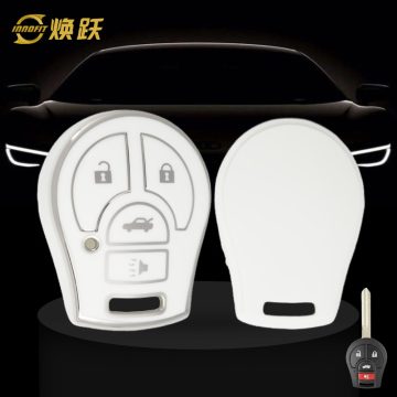 NIE4T1-White-Silver Plating- Car Key Cover For Nissan Renault