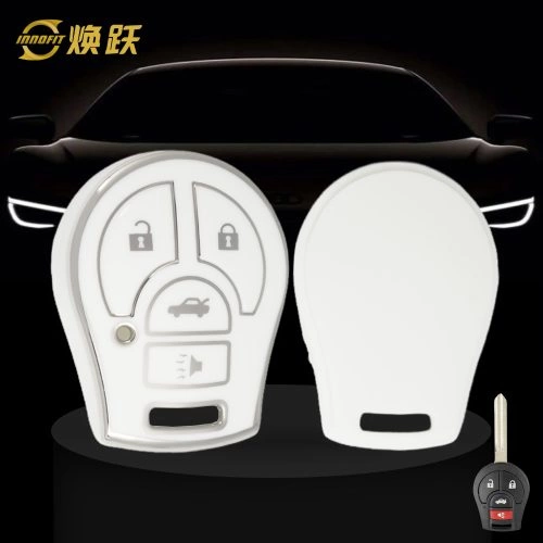 NIE4T1-White-Silver Plating- Car Key Cover For Nissan Renault