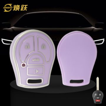 NIE4T1-Purple-Silver Plating- Car Key Cover For Nissan Renault