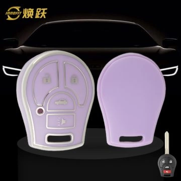 NIE4T1-Purple-Silver Plating- Car Key Cover For Nissan Renault