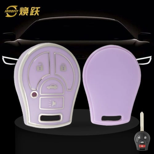 NIE4T1-Purple-Silver Plating- Car Key Cover For Nissan Renault