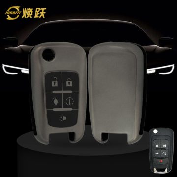 CED3T1-Black-Metal Gray Plating- Car Key Cover For Chevrolet