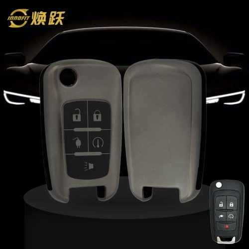 CED3T1-Black-Metal Gray Plating- Car Key Cover For Chevrolet