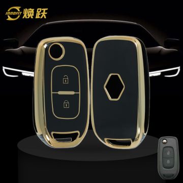 REL1T1-Black-Gold Plating- Car Key Cover For Renault
