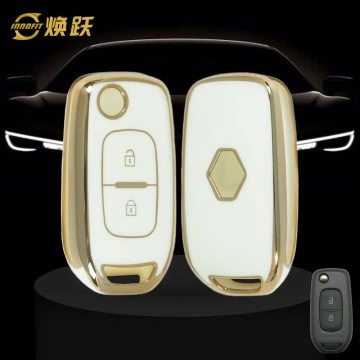 REL1T1-White-Gold Plating- Car Key Cover For Renault