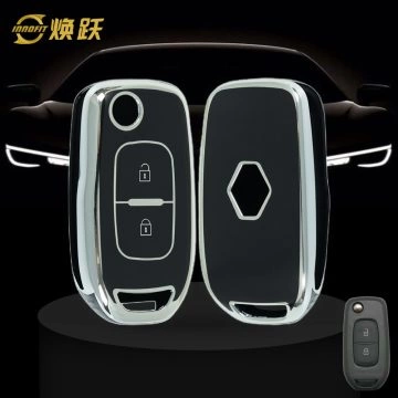 REL1T1-Black-Silver Plating- Car Key Cover For Renault