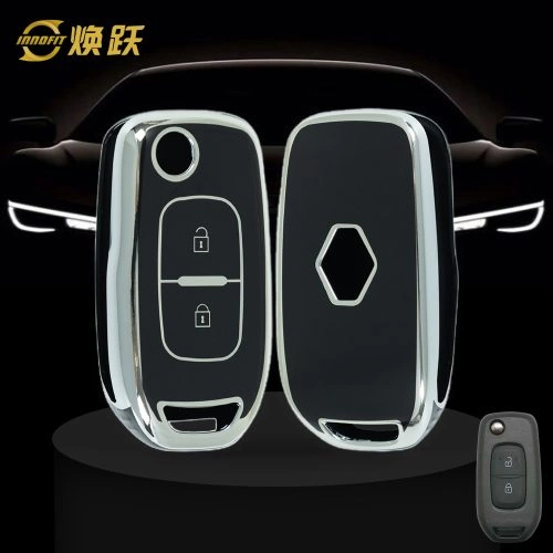 REL1T1-Black-Silver Plating- Car Key Cover For Renault