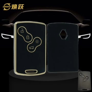 REF1T1-Black-Gold Plating- Car Key Cover For Renault