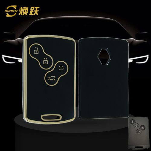 REF1T1-Black-Gold Plating- Car Key Cover For Renault