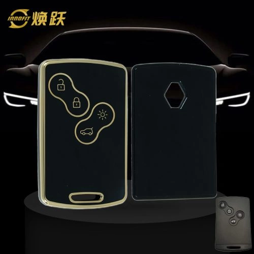 REF1T1-Black-Gold Plating- Car Key Cover For Renault
