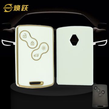 REF1T1-White-Gold Plating- Car Key Cover For Renault