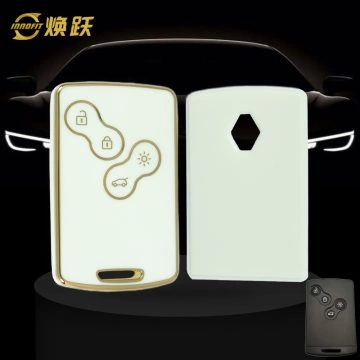 REF1T1-White-Gold Plating- Car Key Cover For Renault
