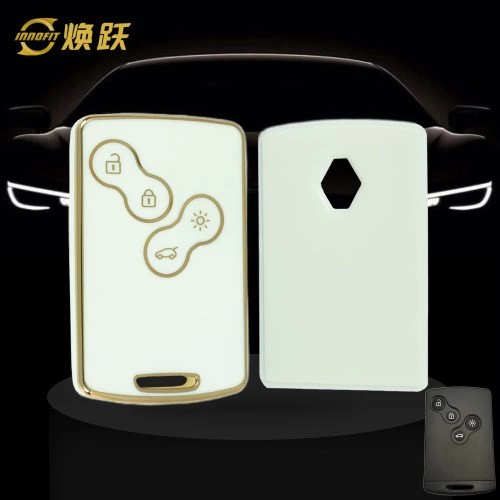 REF1T1-White-Gold Plating- Car Key Cover For Renault