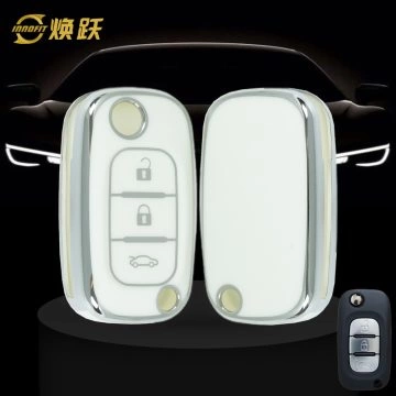 REI1T1-White-Silver Plating- Car Key Cover For Renault