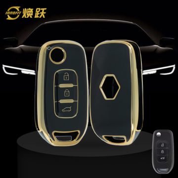 REB1T1-Black-Gold Plating- Car Key Cover For Renault