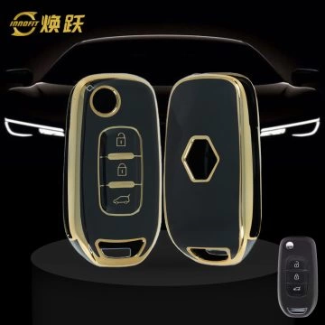 REB1T1-Black-Gold Plating- Car Key Cover For Renault