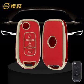 REB1T1-Red-Gold Plating- Car Key Cover For Renault
