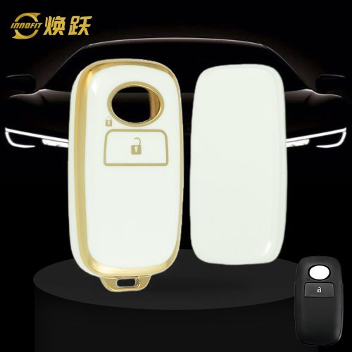 PEB1T1-White-Gold Plating- Car Key Cover For Perodua