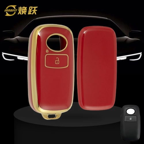 PEB1T1-Red-Gold Plating- Car Key Cover For Perodua