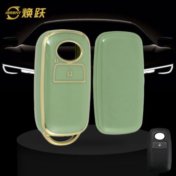 PEB1T1-Green-Gold Plating- Car Key Cover For Perodua