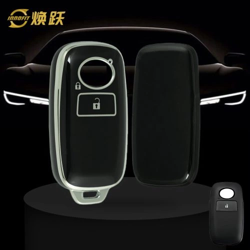 PEB1T1-Black-Silver Plating- Car Key Cover For Perodua