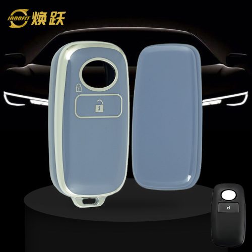 PEB1T1-Light Blue-Silver Plating- Car Key Cover For Perodua