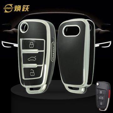AUD2T1-Black-Silver Plating- Car Key Cover For Audi