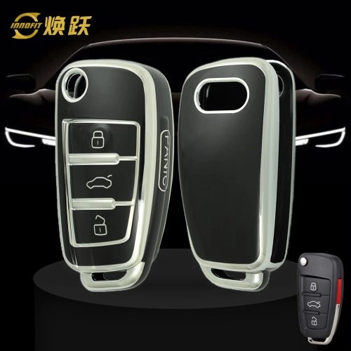 AUD2T1-Black-Silver Plating- Car Key Cover For Audi