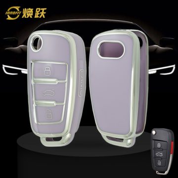 AUD2T1-Purple-Silver Plating- Car Key Cover For Audi