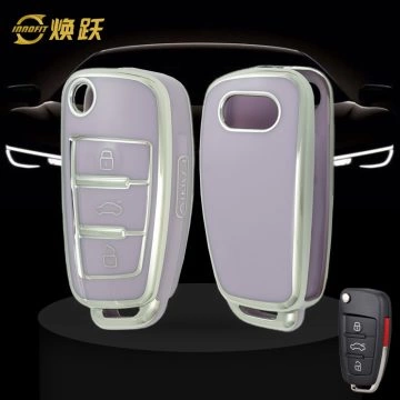 AUD2T1-Purple-Silver Plating- Car Key Cover For Audi
