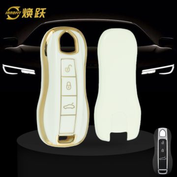 POB1T1-White-Gold Plating- Car Key Cover For Porsche