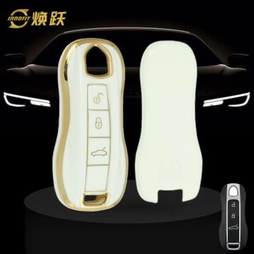 POB1T1-White-Gold Plating- Car Key Cover For Porsche