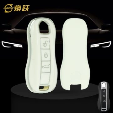 POB1T1-White-Silver Plating- Car Key Cover For Porsche