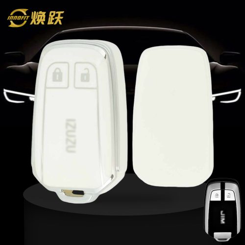 LSC1T1-White-Silver Plating- Car Key Cover For Isuzu