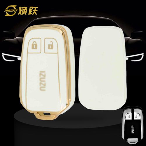 LSC1T1-White-Gold Plating- Car Key Cover For Isuzu