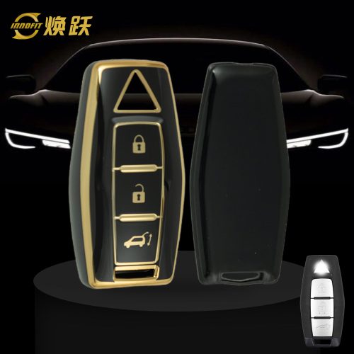 MIF2T1-Black-Gold Plating- Car Key Cover For Mitsubishi