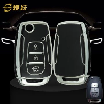 MHB2T1-Black-Silver Plating- Car Key Cover For Mahindra