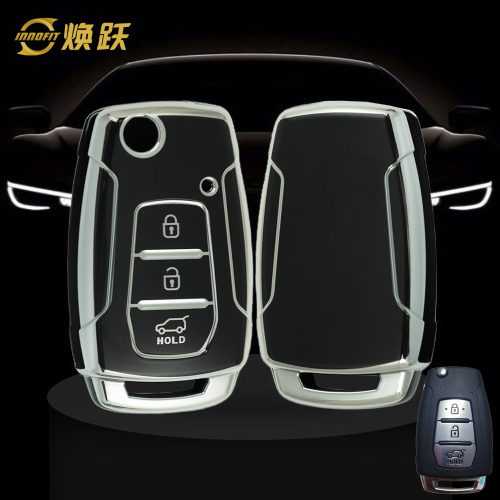 MHB2T1-Black-Silver Plating- Car Key Cover For Mahindra