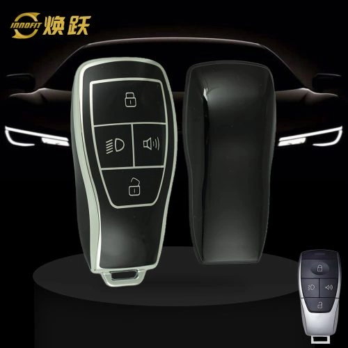 BIB2T1-Black-Silver Plating- Car Key Cover For BAIC