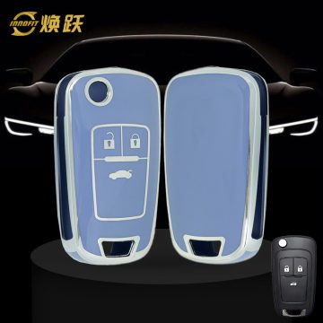 BUE1T1-Light Blue-Silver Plating- Car Key Cover For Buick