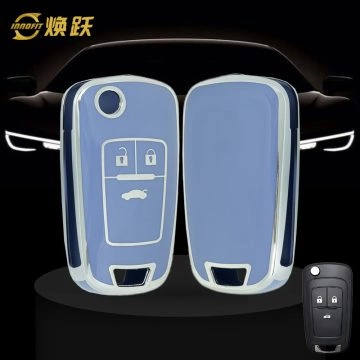 BUE1T1-Light Blue-Silver Plating- Car Key Cover For Buick