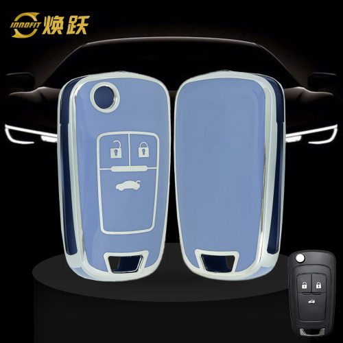 BUE1T1-Light Blue-Silver Plating- Car Key Cover For Buick